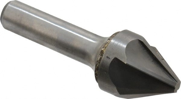 Hertel - 1" Head Diam, 1/2" Shank Diam, 6 Flute 60° Solid Carbide Countersink - Bright Finish, 3" OAL, Single End, Straight Shank, Right Hand Cut - Exact Tooling