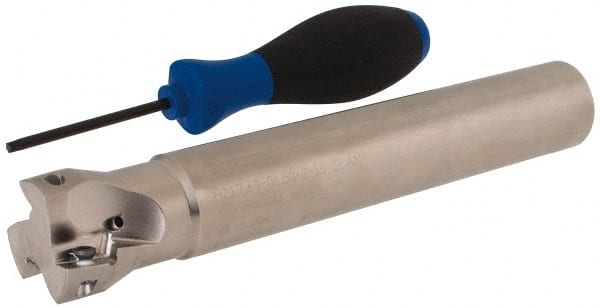 Seco - 1-1/2" Cut Diam, 0.669" Max Depth of Cut, 1-1/4" Shank Diam, 8.27" OAL, Indexable Square Shoulder End Mill - XO.X 1806.. Inserts, Cylindrical Shank, 90° Lead Angle, Through Coolant, Series Power Turbo - Exact Tooling