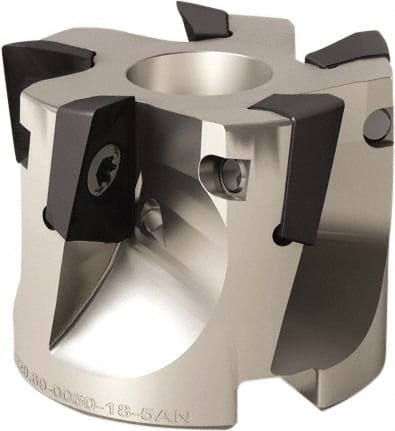Seco - 11 Inserts, 5" Cut Diam, 1" Arbor Diam, 0.669" Max Depth of Cut, Indexable Square-Shoulder Face Mill - 0/90° Lead Angle, 2.48" High, XO.X 1806.. Insert Compatibility, Through Coolant, Series Power Turbo - Exact Tooling