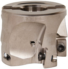 Seco - 4 Inserts, 2" Cut Diam, 3/4" Arbor Diam, 0.669" Max Depth of Cut, Indexable Square-Shoulder Face Mill - 0/90° Lead Angle, 1.575" High, XO.X 1806.. Insert Compatibility, Through Coolant, Series Power Turbo - Exact Tooling