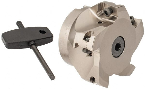 Seco - 5 Inserts, 2-1/2" Cut Diam, 3/4" Arbor Diam, 0.669" Max Depth of Cut, Indexable Square-Shoulder Face Mill - 0/90° Lead Angle, 1.575" High, XO.X 1806.. Insert Compatibility, Through Coolant, Series Power Turbo - Exact Tooling