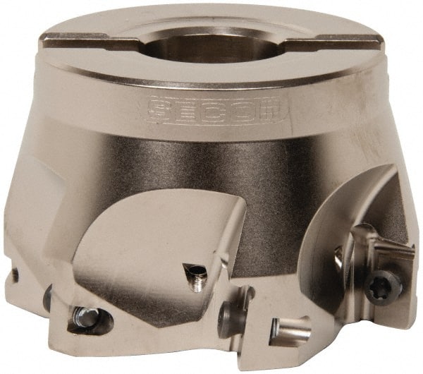 Seco - 6 Inserts, 3" Cut Diam, 1" Arbor Diam, 0.669" Max Depth of Cut, Indexable Square-Shoulder Face Mill - 0/90° Lead Angle, 1.969" High, XO.X 1806.. Insert Compatibility, Through Coolant, Series Power Turbo - Exact Tooling