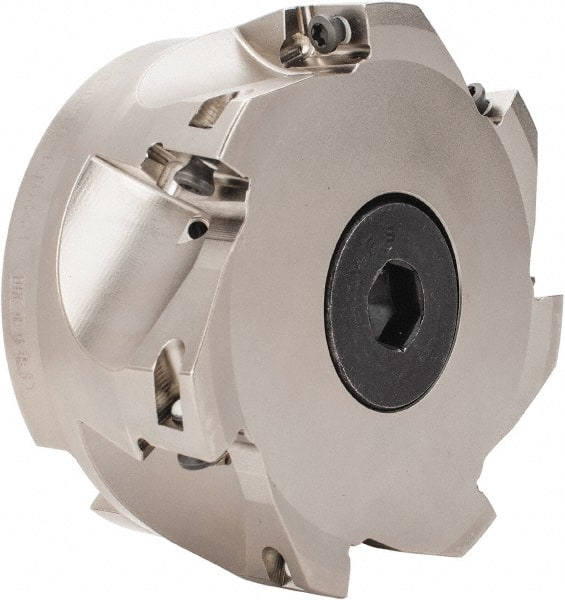 Seco - 7 Inserts, 4" Cut Diam, 1" Arbor Diam, 0.669" Max Depth of Cut, Indexable Square-Shoulder Face Mill - 0/90° Lead Angle, 1.969" High, XO.X 1806.. Insert Compatibility, Through Coolant, Series Power Turbo - Exact Tooling