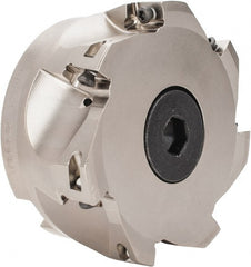 Seco - 7 Inserts, 4" Cut Diam, 1" Arbor Diam, 0.669" Max Depth of Cut, Indexable Square-Shoulder Face Mill - 0/90° Lead Angle, 1.969" High, XO.X 1806.. Insert Compatibility, Through Coolant, Series Power Turbo - Exact Tooling