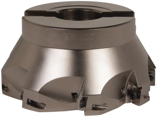Seco - 8 Inserts, 5" Cut Diam, 1" Arbor Diam, 0.669" Max Depth of Cut, Indexable Square-Shoulder Face Mill - 0/90° Lead Angle, 2.48" High, XO.X 1806.. Insert Compatibility, Through Coolant, Series Power Turbo - Exact Tooling