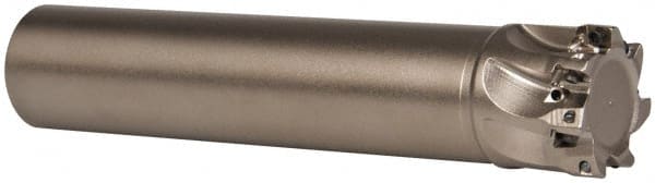 Seco - 1" Cut Diam, 0.197" Max Depth of Cut, 1" Shank Diam, 4.528" OAL, Indexable Square Shoulder End Mill - XO.X 0602 Inserts, Cylindrical Shank, 90° Lead Angle, Through Coolant, Series Nano Turbo - Exact Tooling