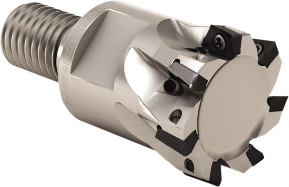 Seco - 16mm Cut Diam, 5mm Max Depth of Cut, 23mm OAL, Indexable Square Shoulder End Mill - XO.. 0602 Inserts, M8 Modular Connection, 90° Lead Angle, Through Coolant, Series Nano Turbo - Exact Tooling