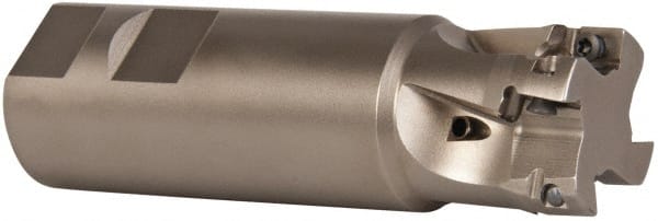 Seco - 1-1/4" Cut Diam, 0.433" Max Depth of Cut, 1-1/4" Shank Diam, 4-1/4" OAL, Indexable Square Shoulder End Mill - XO.X 1204.. Inserts, Weldon Shank, 90° Lead Angle, Through Coolant, Series Super Turbo - Exact Tooling