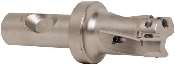 Seco - 1" Cut Diam, 0.433" Max Depth of Cut, 3/4" Shank Diam, 4" OAL, Indexable Square Shoulder End Mill - XO.X 1204.. Inserts, Weldon Shank, 90° Lead Angle, Through Coolant, Series Super Turbo - Exact Tooling