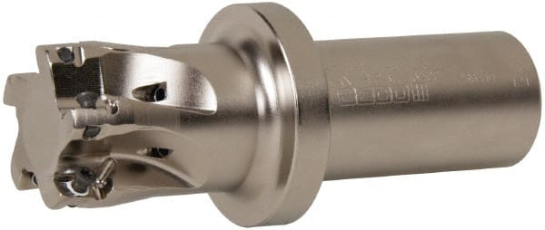 Seco - 1-1/2" Cut Diam, 0.433" Max Depth of Cut, 1-1/4" Shank Diam, 4.78" OAL, Indexable Square Shoulder End Mill - XO.X 1204.. Inserts, Weldon Shank, 90° Lead Angle, Through Coolant, Series Super Turbo - Exact Tooling