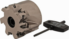 Seco - 7 Inserts, 2" Cut Diam, 3/4" Arbor Diam, 0.433" Max Depth of Cut, Indexable Square-Shoulder Face Mill - 0/90° Lead Angle, 1.57" High, XO.X 1204.. Insert Compatibility, Through Coolant, Series Super Turbo - Exact Tooling