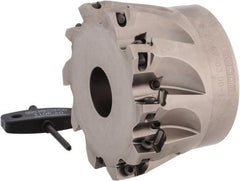 Seco - 10 Inserts, 3" Cut Diam, 1" Arbor Diam, 0.433" Max Depth of Cut, Indexable Square-Shoulder Face Mill - 0/90° Lead Angle, 2" High, XO.X 1204.. Insert Compatibility, Through Coolant, Series Super Turbo - Exact Tooling