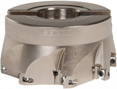 Seco - 8 Inserts, 4" Cut Diam, 1-1/2" Arbor Diam, 0.433" Max Depth of Cut, Indexable Square-Shoulder Face Mill - 0/90° Lead Angle, 2" High, XO.X 1204.. Insert Compatibility, Through Coolant, Series Super Turbo - Exact Tooling