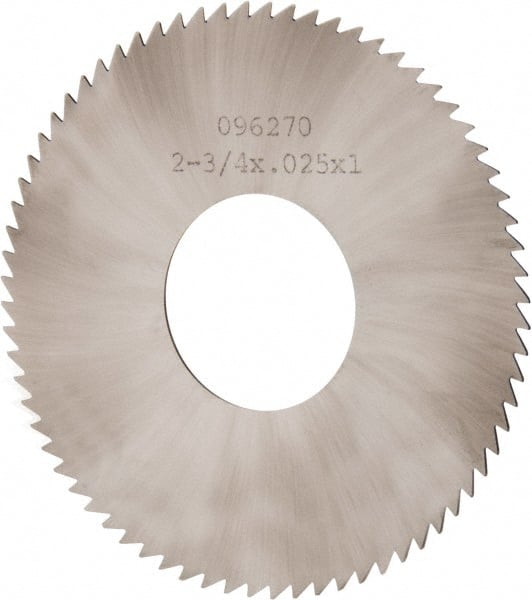 Made in USA - 2-3/4" Diam x 0.025" Blade Thickness x 1" Arbor Hole Diam, 72 Tooth Slitting and Slotting Saw - Arbor Connection, Solid Carbide, Concave Ground - Exact Tooling