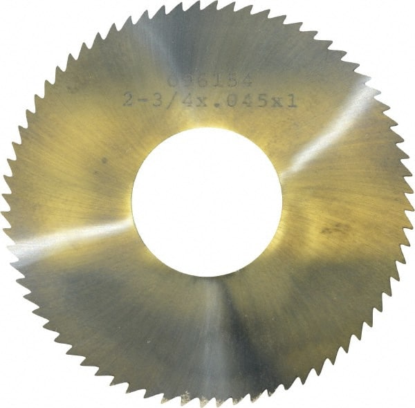 Made in USA - 2-3/4" Diam x 0.045" Blade Thickness x 1" Arbor Hole Diam, 72 Tooth Slitting and Slotting Saw - Arbor Connection, Solid Carbide, Concave Ground - Exact Tooling