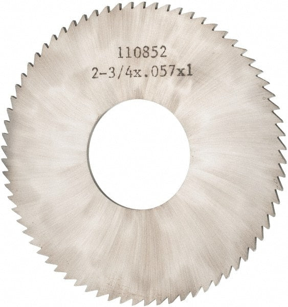 Made in USA - 2-3/4" Diam x 0.057" Blade Thickness x 1" Arbor Hole Diam, 72 Tooth Slitting and Slotting Saw - Arbor Connection, Solid Carbide, Concave Ground - Exact Tooling