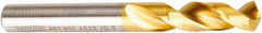 DORMER - 0.2913" 130° Spiral Flute High Speed Steel Screw Machine Drill Bit - TiN Finish, Right Hand Cut, 34mm Flute Length, 74mm OAL, ADX Point, Straight Shank - Exact Tooling