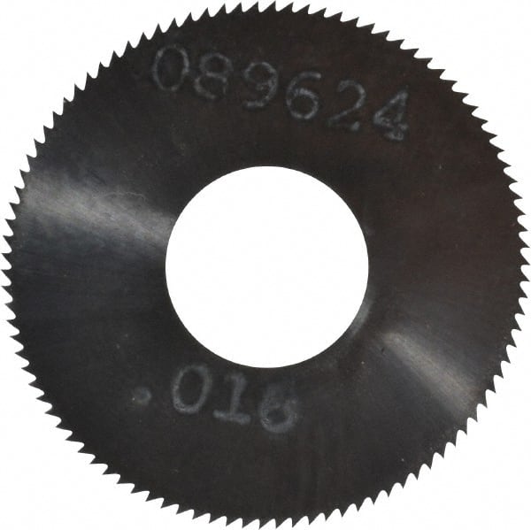 Made in USA - 1" Diam x 0.016" Blade Thickness, 3/8" Arbor Hole Diam, 98 Teeth, Solid Carbide Jeweler's Saw - Uncoated - Exact Tooling