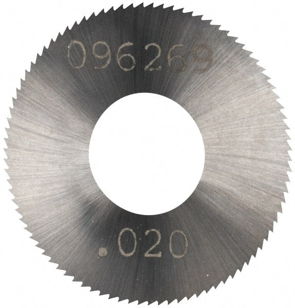 Made in USA - 1" Diam x 0.02" Blade Thickness, 3/8" Arbor Hole Diam, 98 Teeth, Solid Carbide Jeweler's Saw - Uncoated - Exact Tooling