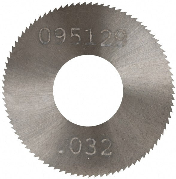 Made in USA - 1" Diam x 0.032" Blade Thickness, 3/8" Arbor Hole Diam, 98 Teeth, Solid Carbide Jeweler's Saw - Uncoated - Exact Tooling