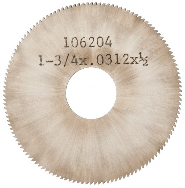 Made in USA - 1-3/4" Diam x 0.031" Blade Thickness, 1/2" Arbor Hole Diam, 130 Teeth, Solid Carbide, Jeweler's Saw - Uncoated - Exact Tooling