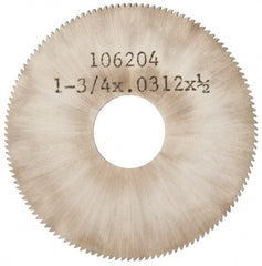 Made in USA - 1-3/4" Diam x 0.031" Blade Thickness, 1/2" Arbor Hole Diam, 130 Teeth, Solid Carbide, Jeweler's Saw - Uncoated - Exact Tooling