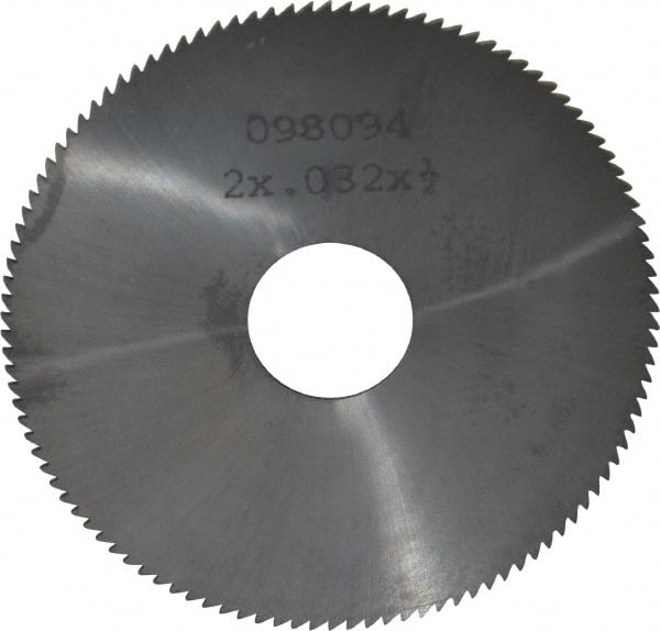 Made in USA - 2" Diam x 0.032" Blade Thickness, 1/2" Arbor Hole Diam, 110 Teeth, Solid Carbide Jeweler's Saw - Uncoated - Exact Tooling