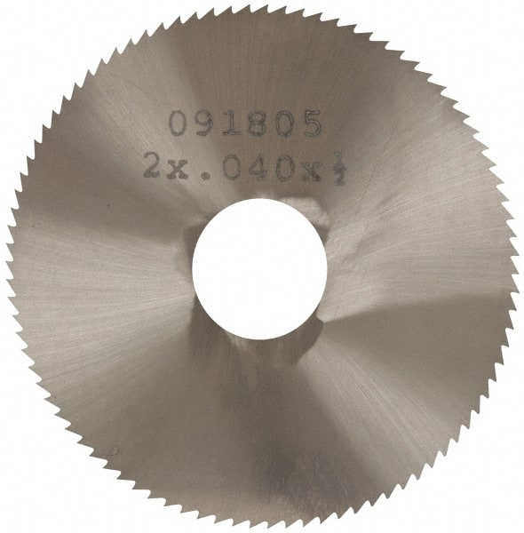 Made in USA - 2" Diam x 0.04" Blade Thickness, 1/2" Arbor Hole Diam, 110 Teeth, Solid Carbide Jeweler's Saw - Uncoated - Exact Tooling