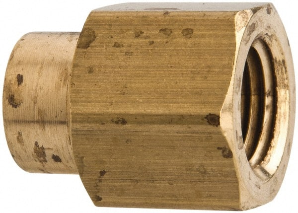 Parker - 1/2 x 3/8 Female Thread, Brass Industrial Pipe Coupling - FNPTF, 1,000 psi - Exact Tooling