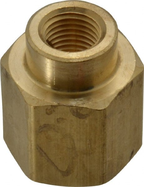 Parker - 1/2 x 1/4 Female Thread, Brass Industrial Pipe Coupling - FNPTF, 1,000 psi - Exact Tooling