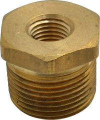 Parker - 3/4 Male Thread x 1/4 Female Thread, Brass Industrial Pipe Hex Bushing - MNPTF x FNPTF, 1,000 psi - Exact Tooling