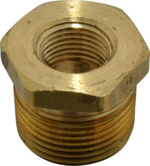 Parker - 3/4 Male Thread x 3/8 Female Thread, Brass Industrial Pipe Hex Bushing - MNPTF x FNPTF, 1,000 psi - Exact Tooling