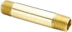 Parker - 1/2 Male Thread, Brass Industrial Pipe Long Nipple - MNPTF, 1,000 psi - Exact Tooling