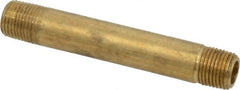 Parker - 1/8 Male Thread, Brass Industrial Pipe Long Nipple - MNPTF, 1,000 psi - Exact Tooling