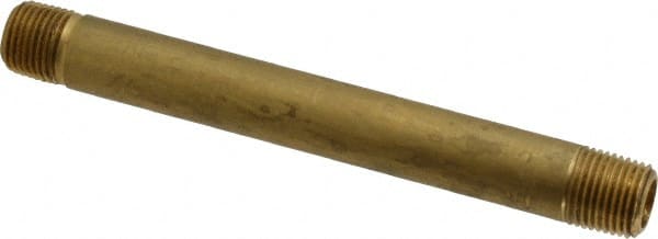 Parker - 1/8 Male Thread, Brass Industrial Pipe Long Nipple - MNPTF, 1,000 psi - Exact Tooling