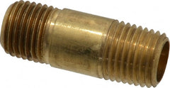 Parker - 1/4 Male Thread, Brass Industrial Pipe Long Nipple - MNPTF, 1,000 psi - Exact Tooling