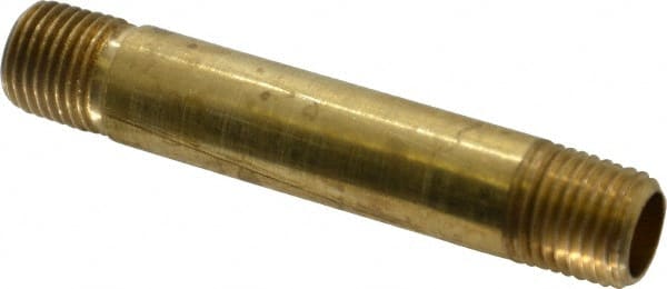 Parker - 1/4 Male Thread, Brass Industrial Pipe Long Nipple - MNPTF, 1,000 psi - Exact Tooling