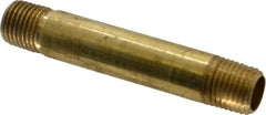 Parker - 1/4 Male Thread, Brass Industrial Pipe Long Nipple - MNPTF, 1,000 psi - Exact Tooling