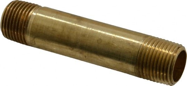 Parker - 3/8 Male Thread, Brass Industrial Pipe Long Nipple - MNPTF, 1,000 psi - Exact Tooling
