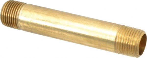 Parker - 3/8 Male Thread, Brass Industrial Pipe Long Nipple - MNPTF, 1,000 psi - Exact Tooling