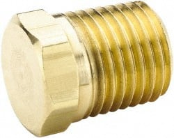 Parker - 3/4 Male Thread, Brass Industrial Pipe Hex Head Plug - MNPTF, 1,000 psi - Exact Tooling