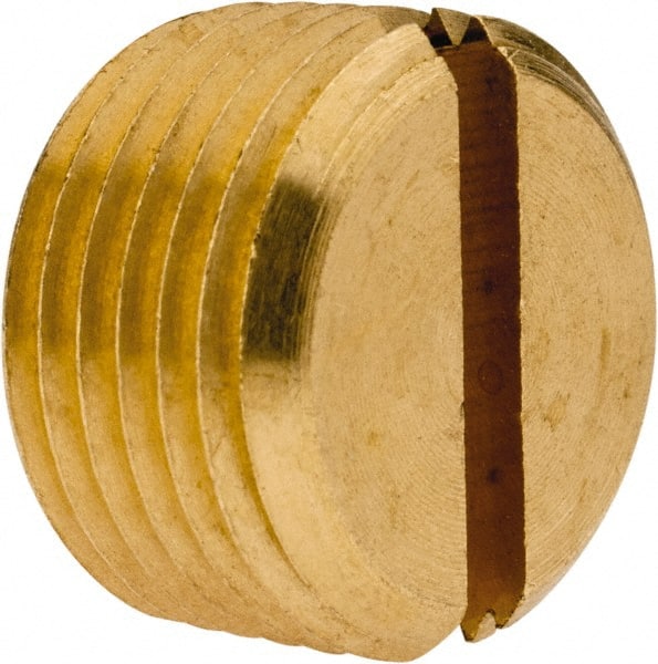 Parker - 3/8 Male Thread, Brass Industrial Pipe Slotted Plug - MNPTF, 1,000 psi - Exact Tooling
