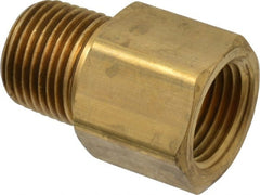 Parker - 1/2 Male Thread x 1/2 Female Thread, Brass Industrial Pipe Adapter - MNPTF x FNPTF, 1,000 psi - Exact Tooling