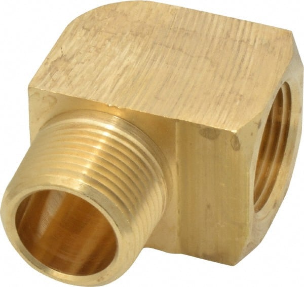 Parker - 3/4 Male Thread x 3/4 Female Thread, Brass Industrial Pipe 90° Street Elbow - MNPTF x FNPTF, 1,000 psi - Exact Tooling