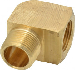 Parker - 3/4 Male Thread x 3/4 Female Thread, Brass Industrial Pipe 90° Street Elbow - MNPTF x FNPTF, 1,000 psi - Exact Tooling