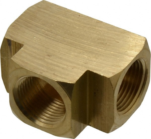 Parker - 3/4 Female Thread, Brass Industrial Pipe Female Tee - FNPTF, 1,000 psi - Exact Tooling