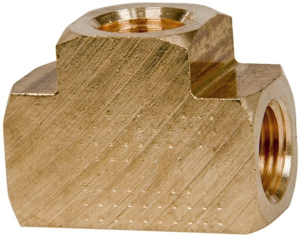 Parker - 1/8 Female Thread, Brass Industrial Pipe Female Tee - FNPTF, 1,000 psi - Exact Tooling