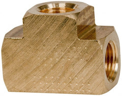 Parker - 1/8 Female Thread, Brass Industrial Pipe Female Tee - FNPTF, 1,000 psi - Exact Tooling