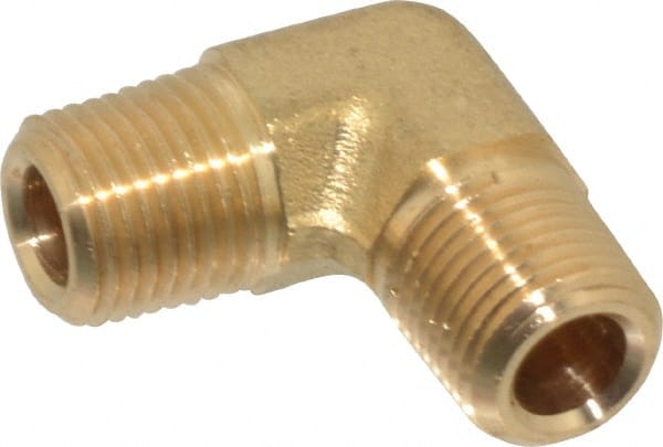 Parker - 1/8 Male Thread, Brass Industrial Pipe 90° Male Elbow - MNPTF, 1,000 psi - Exact Tooling