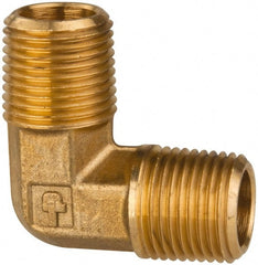 Parker - 1/2 Male Thread, Brass Industrial Pipe 90° Male Elbow - MNPTF, 1,000 psi - Exact Tooling